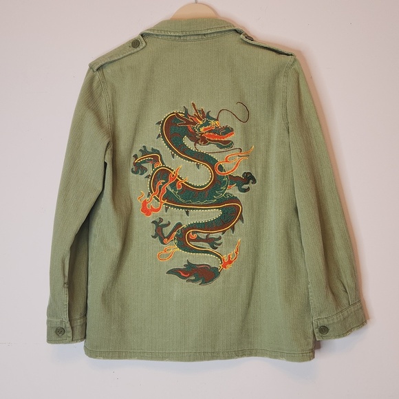 Honey Punch Jackets & Blazers - HONEY PUNCH Dragon Embroidered Military Jacket, size M